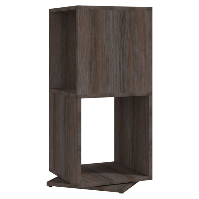 drejelig reol 34,5x34,5x75,5cm konstrueret træ grå og sonoma-eg