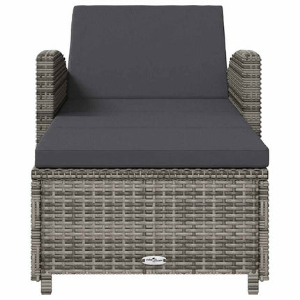 liggestol med mørkegrå hynde polyrattan grå