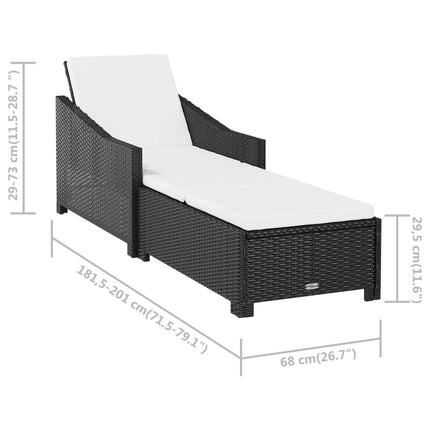 liggestol med cremefarvet hynde polyrattan sort
