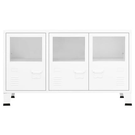 skænk 105x35x62 cm metal og glas hvid