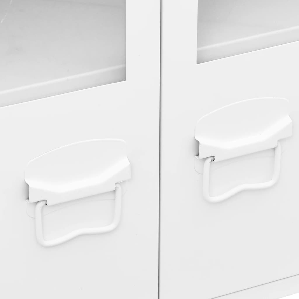 skænk 105x35x62 cm metal og glas hvid