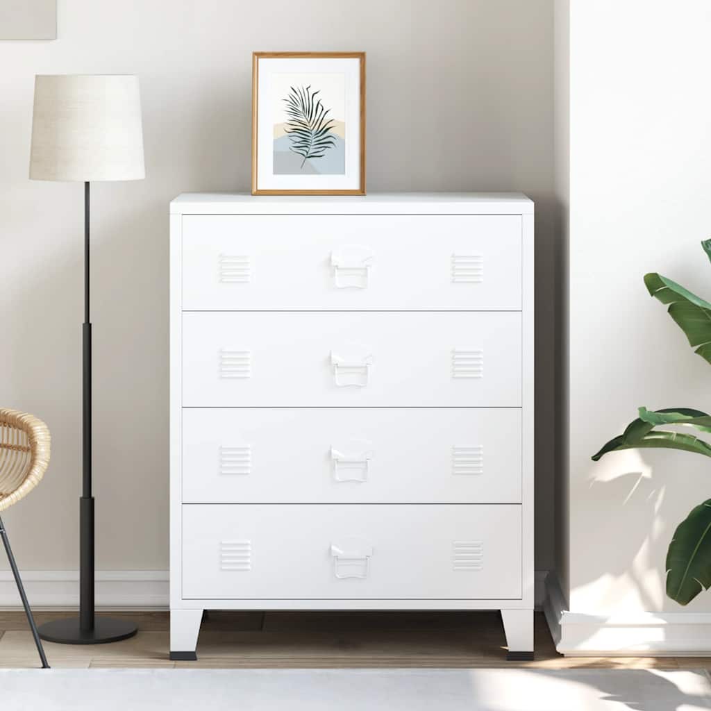 industriel kommode 78x40x93 cm metal hvid