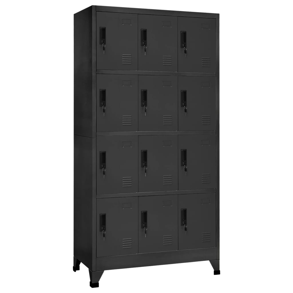 skab 90x45x180 cm stål antracitgrå