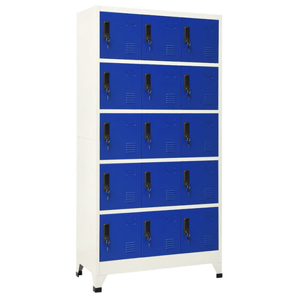 skab 90x40x180 cm stål grå og blå