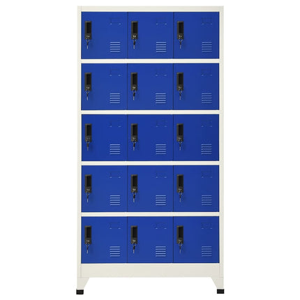 skab 90x40x180 cm stål grå og blå