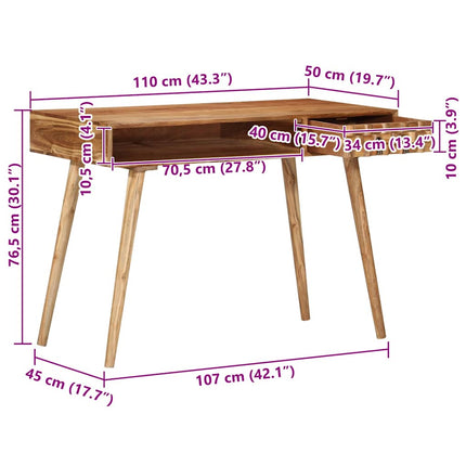skrivebord 110x50x76 cm massivt akacietræ