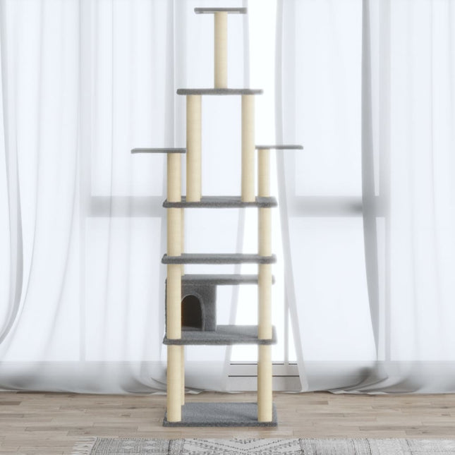 kradsetræ med sisalkradsestolper 183 cm lysegrå