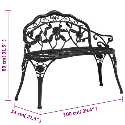 havebænk 100 cm støbt aluminium sort