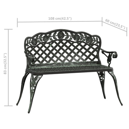 havebænk 108 cm støbt aluminium grøn