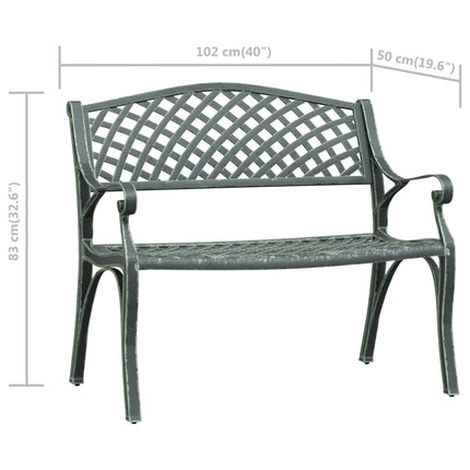 havebænk 102 cm støbt aluminium grøn