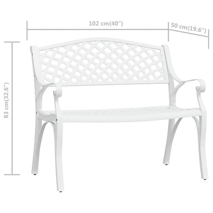havebænk 102 cm støbt aluminium hvid