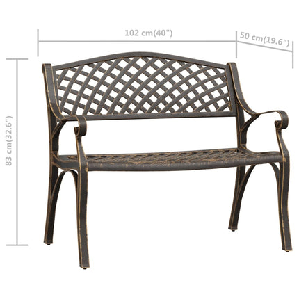 havebænk 102 cm støbt aluminium bronzefarvet
