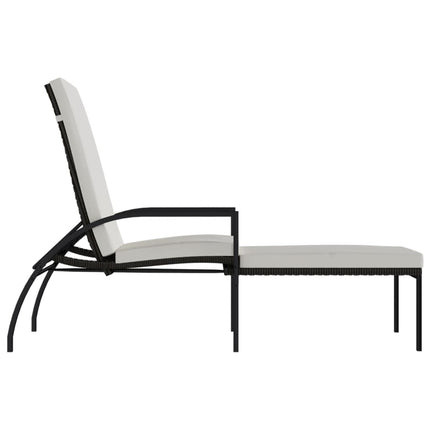 liggestol med fodskammel polyrattan brun