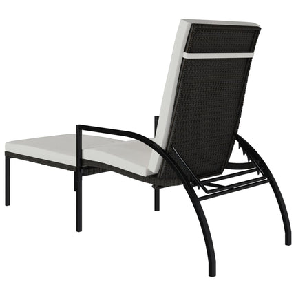 liggestol med fodskammel polyrattan brun