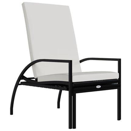 liggestol med fodskammel polyrattan sort