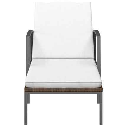 liggestol med hynde polyrattan brun