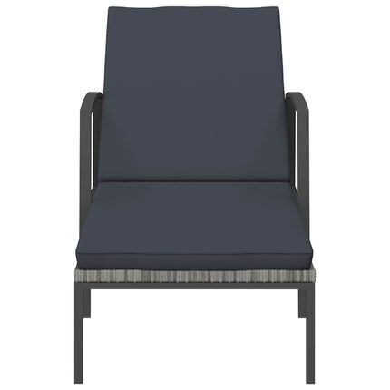 liggestole med bord 2 stk. polyrattan grå