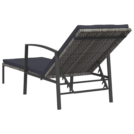 liggestole med bord 2 stk. polyrattan grå