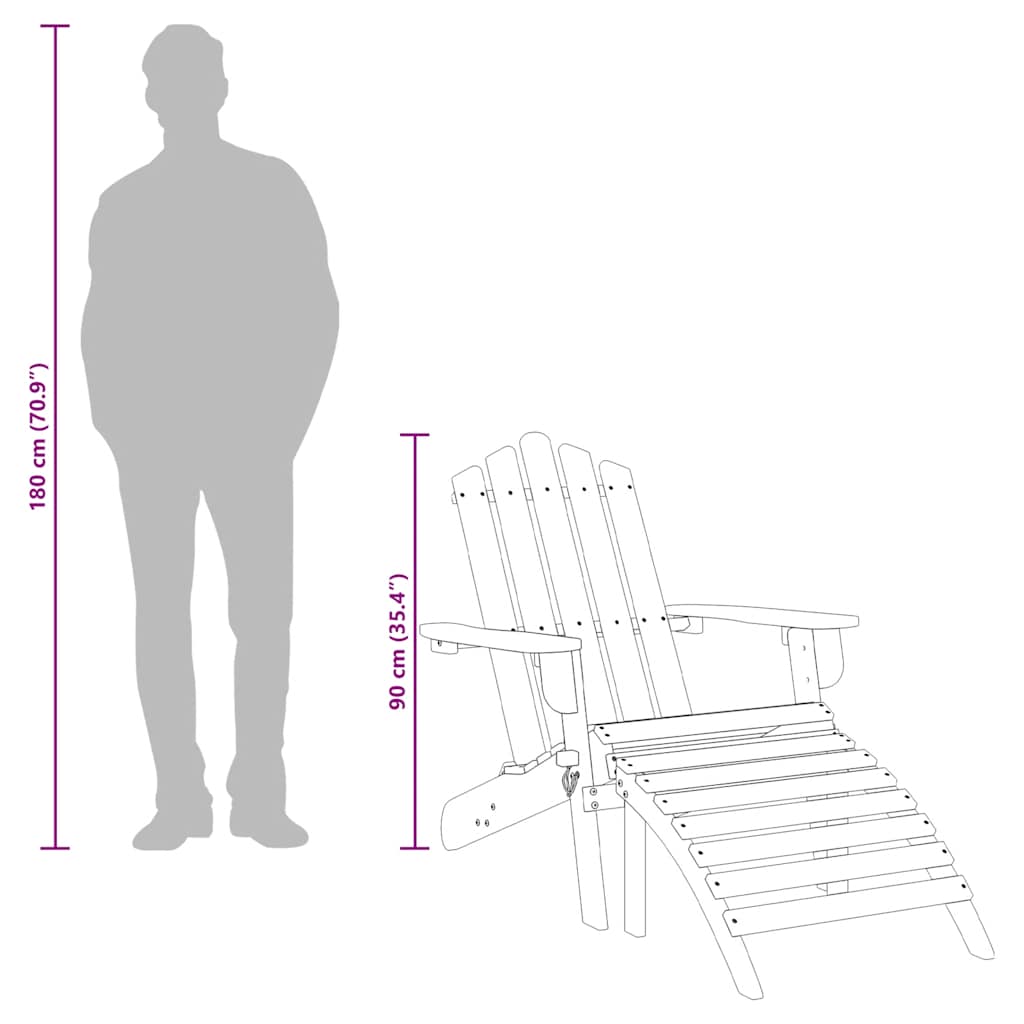 Adirondack-havestol med fodstøtte massivt akacietræ