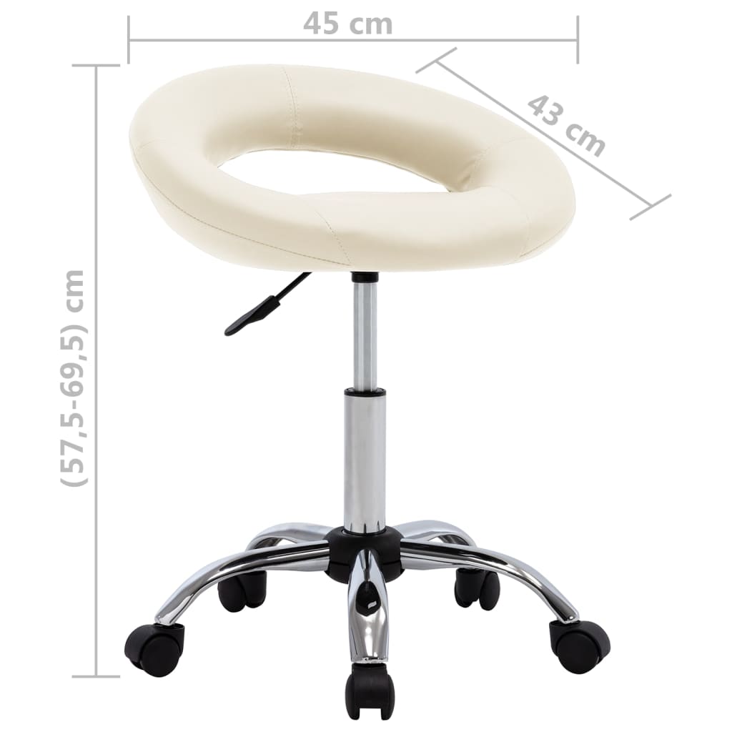 drejelig spisebordsstol kunstlæder cremefarvet