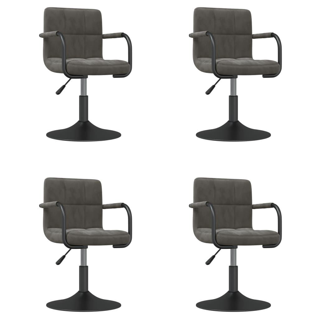 drejelige spisebordsstole 4 stk. fløjl mørkegrå