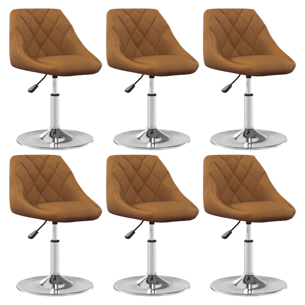 Drejelige Spisebordsstole 6 Stk. Velour Brun - Vidaxl