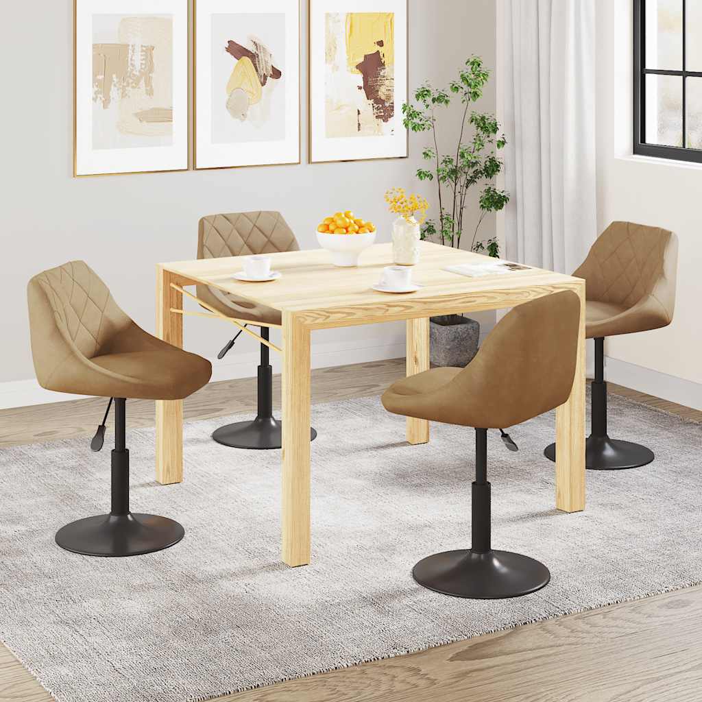 drejelige spisebordsstole 4 stk. fløjl brun