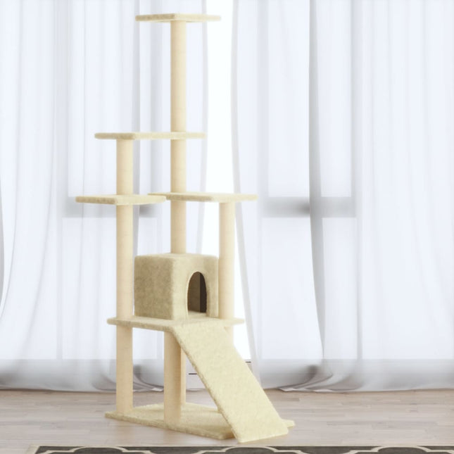 kradsetræ med sisalkradsestolper 155 cm cremefarvet