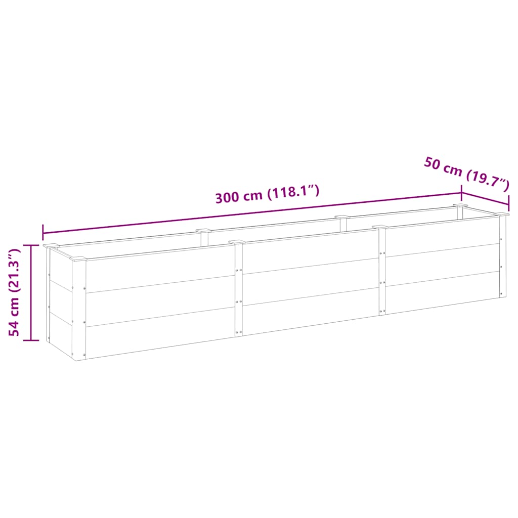 højbed 300x50x54 cm WPC grå
