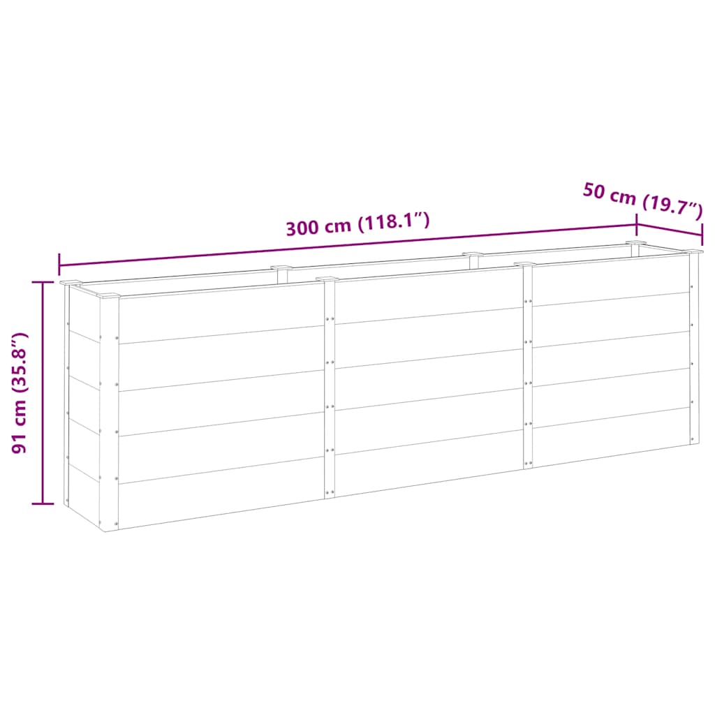 højbed 300x50x91 cm WPC grå