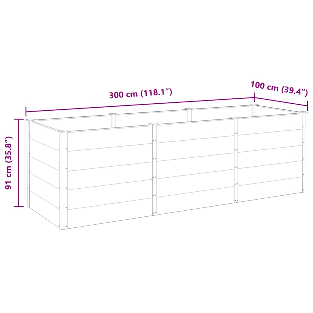 højbed 300x100x91 cm WPC grå