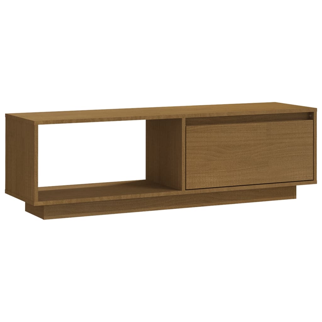 tv-skab 110x30x33,5 cm massivt fyrretræ gyldenbrun