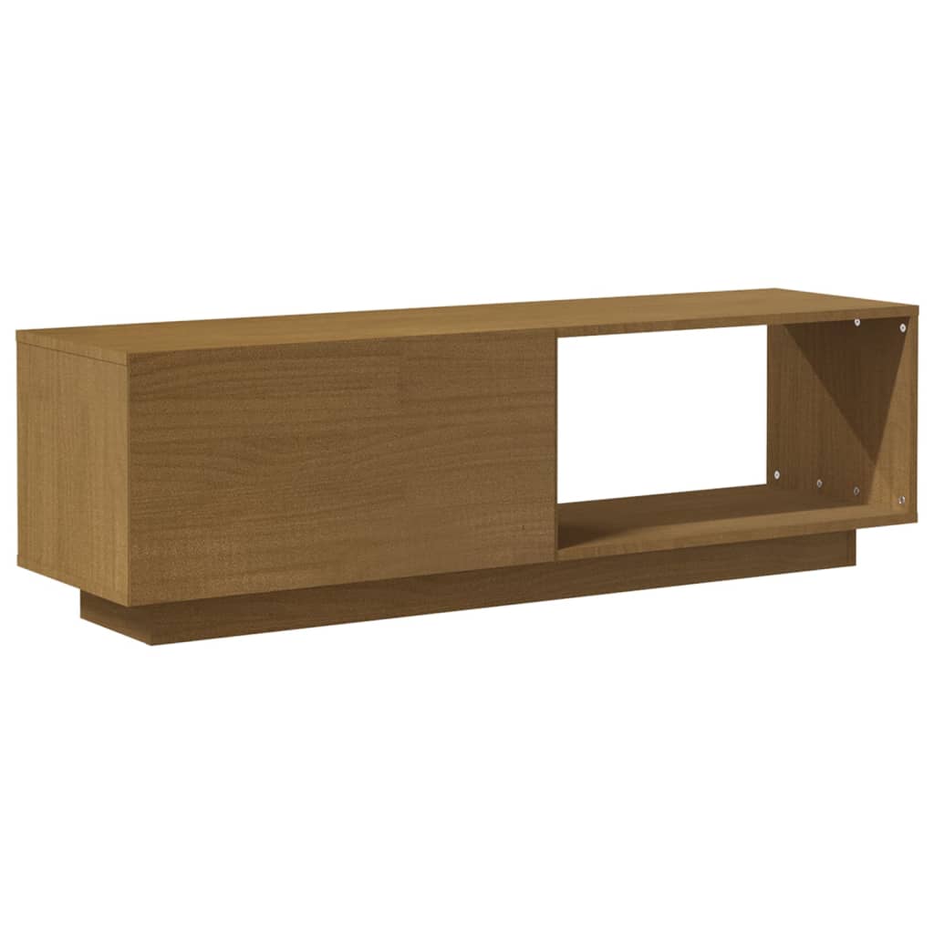 tv-skab 110x30x33,5 cm massivt fyrretræ gyldenbrun