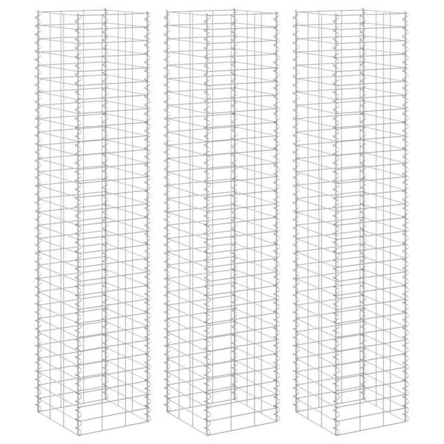 gabion-højbede 3 stk. 30x30x200 cm jern