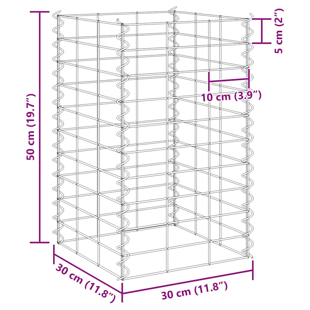 gabion-højbede 4 stk. 30x30x50/100/150/200 cm jern