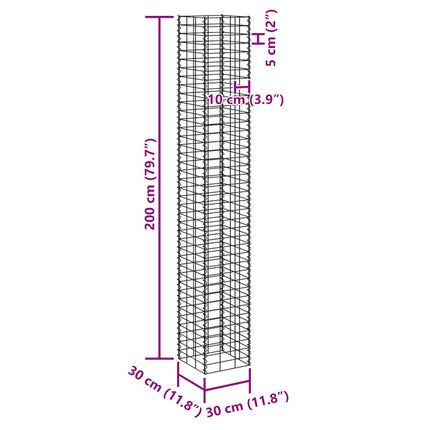 gabion-højbede 4 stk. 30x30x50/100/150/200 cm jern