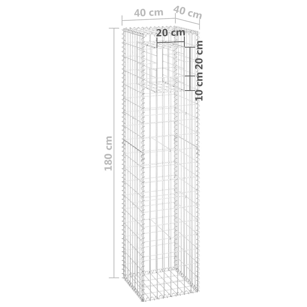 gabionkurve 2 stk. 40x40x180 cm jern
