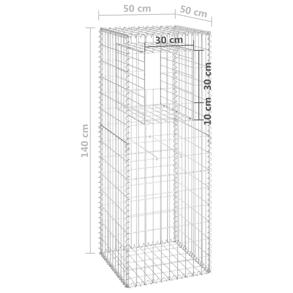 gabionkurve 2 stk. 50x50x140 cm jern