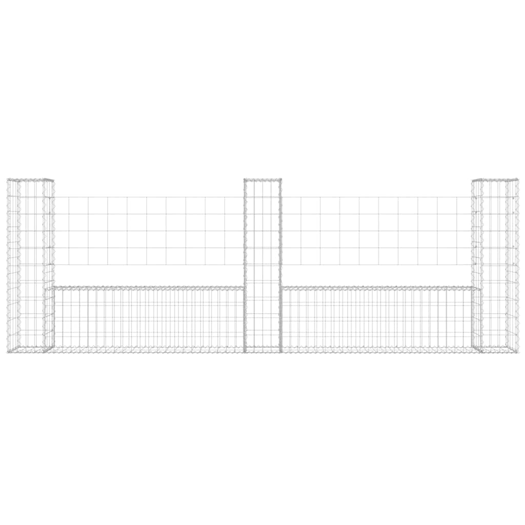 gabionkurv med 3 stolper 260x20x100 cm U-facon jern