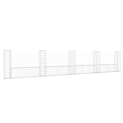 gabionkurv med 5 stolper 500x20x100 cm U-facon jern