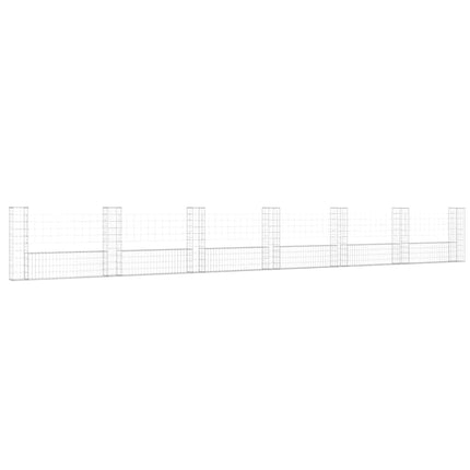 gabionkurv med 7 stolper 740x20x100 cm U-facon jern