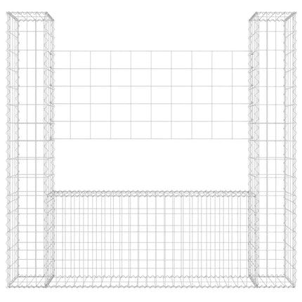 gabionkurv med 2 stolper 140x20x150 cm U-facon jern