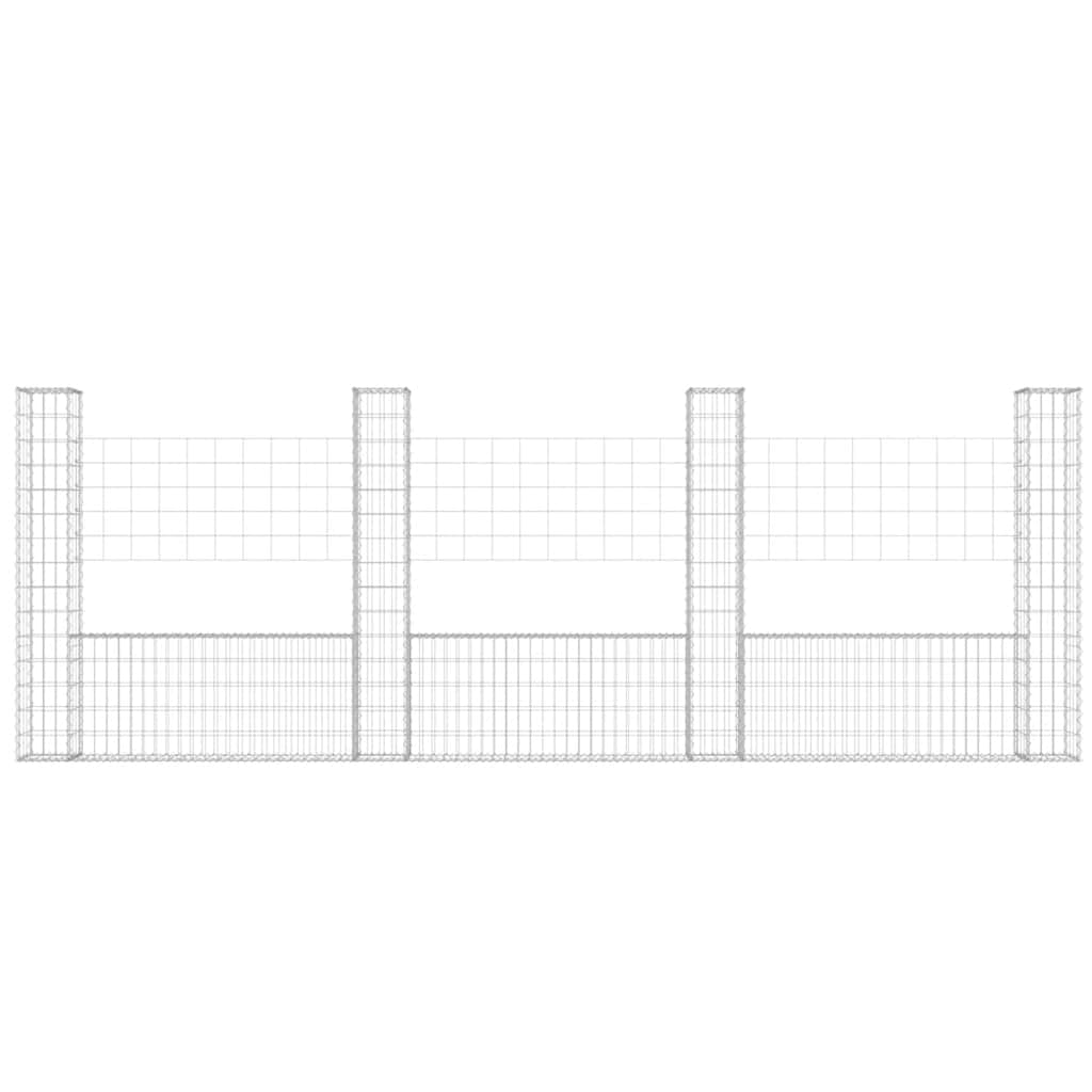 gabionkurv med 4 stolper 380x20x150 cm U-facon jern