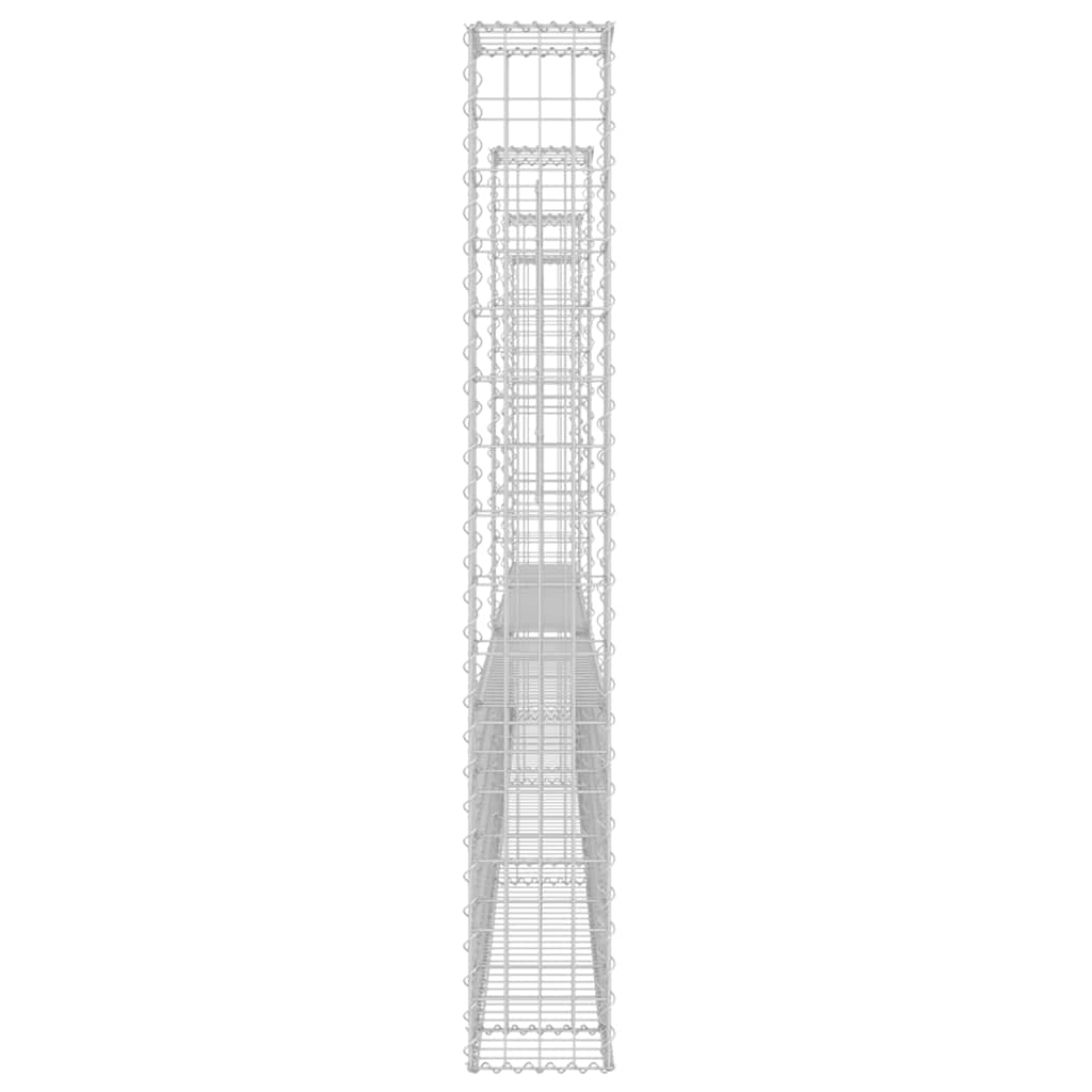 gabionkurv med 4 stolper 380x20x150 cm U-facon jern