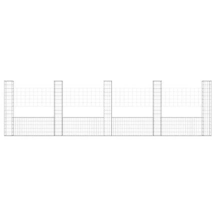 gabionkurv med 5 stolper 500x20x150 cm U-facon jern