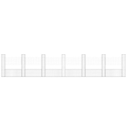 gabionkurv med 7 stolper 740x20x150 cm U-facon jern