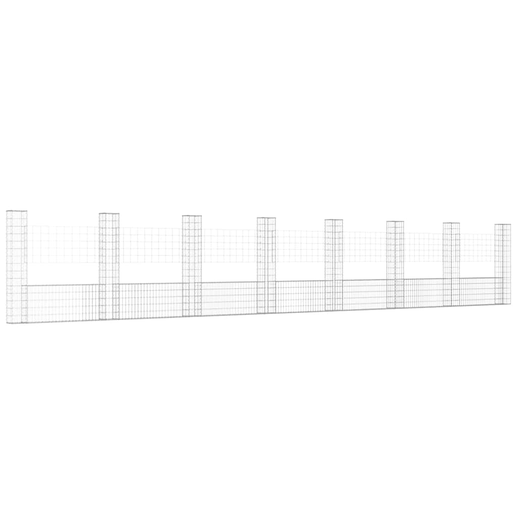 gabionkurv med 8 stolper 860x20x150 cm U-facon jern