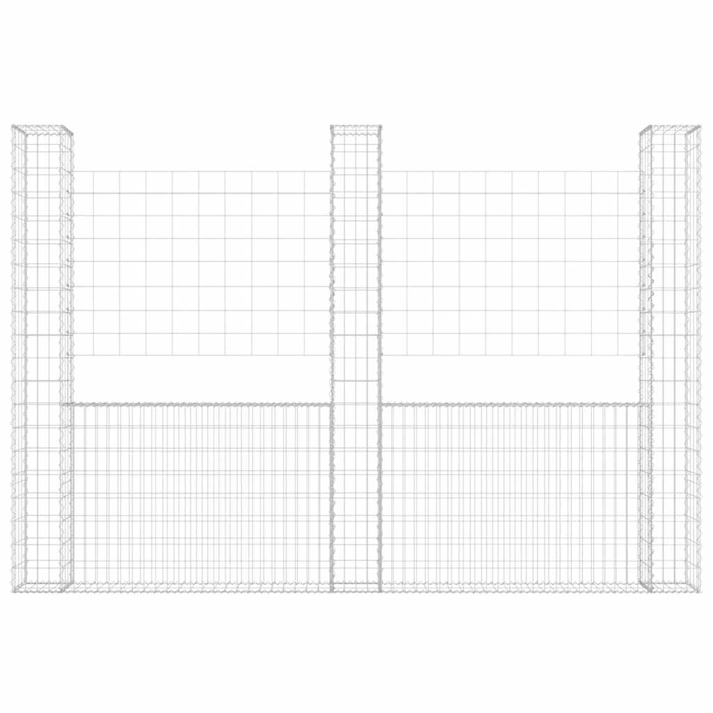 gabionkurv med 3 stolper 260x20x200 cm U-facon jern