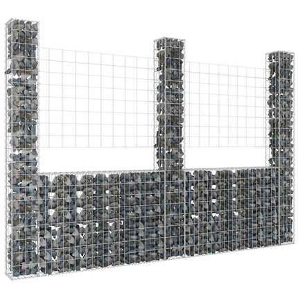 gabionkurv med 3 stolper 260x20x200 cm U-facon jern