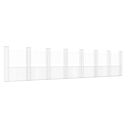 gabionkurv med 8 stolper 860x20x200 cm U-facon jern